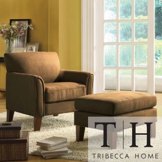 Tribecca Home Uptown Peat Microfiber Modern Accent Chair And Ottoman
