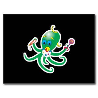 cute baby octopus post cards
