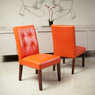 Christopher Knight Home Tufted Burnt Orange Leather Dining Chair (set Of 2)