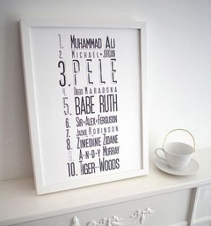 personalised 'top 10 list' print by karin Åkesson