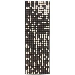 Handmade Soho Dots Black New Zealand Wool Rug (26 X 12)