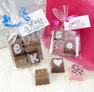 personalised chocolate squares by chocolate by cocoapod chocolate