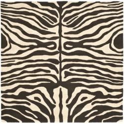 Handmade Soho Zebra Print Black/ Ivory N. Z. Wool Rug (6 Square)