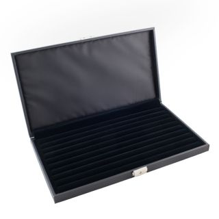 Caddy Bay Collection Lockable Black Leatherette Jewelry Ring Display Storage Case