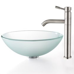 Kraus Frosted Glass Sink And Aldo Steel Faucet