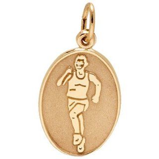 Rembrandt Charms Female Marathon Runner Charm, 14K Yellow Gold Jewelry