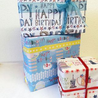 recycled birthday wrapping paper by alice palace