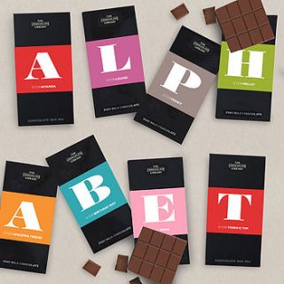 personalised chocolate alphabet bar by quirky gift library