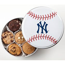Mrs. Fields New York Yankees Baseball 18 Nibbler Cookies Tin
