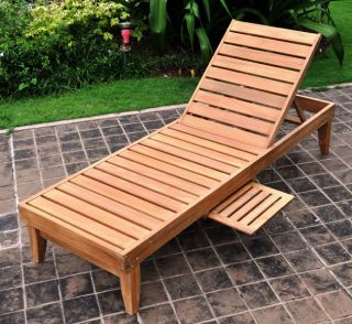 Deluxe Teak Chaise Lounge With Tray
