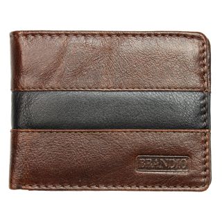 Brandio Fashion Mens Leather Wallet Bi fold In Brown Black Design.