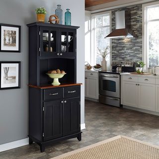 Black Hutch Buffet With Wood Top