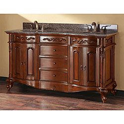 None Avanity Provence 60 inch Double Vanity In Antique Cherry Finish With Dual Sinks And Top Brown Size Double Vanities