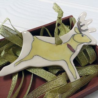 ceramic christmas reindeer decoration by alice shields ceramics