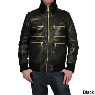 Knoles   Carter Mens Big   Tall Triple Collar Leather Bomber Jacket