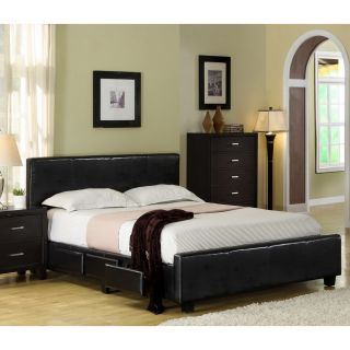 Furniture Of America Furniture Of America Larington Modern Leatherette Platform Bed With Storage Espresso Size Queen