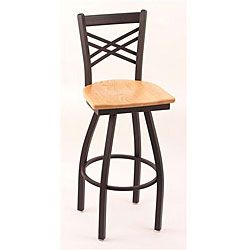 Cambridge Black Wrinkle 30 inch Swivel Counter Stool With Natural Oak Seat
