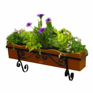 Highwood Flower Box with Decorative Scroll Brackets, Toffee  Planters  Patio, Lawn & Garden