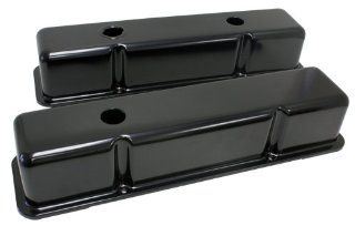 1958 86 Chevy Small Block 283 400 Tall Smooth Steel Valve Covers   Black Automotive