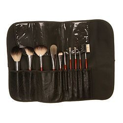 badger set with leatherine brush roll by elle au naturel beauty