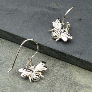 silver bumble bee earrings by hersey silversmiths