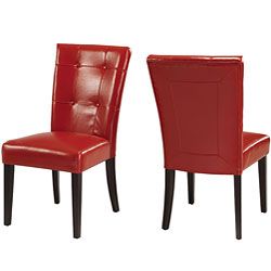 Button tufted Red Parsons Chair (set Of 2)