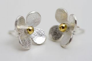 flower stud earrings of porthleven by carole allen silver jewellery