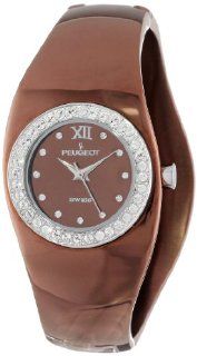 Peugeot Women's PS272BR Swiss Brown Plated Stainless Steel Swarovski Crystal Accented Cuff Watch Watches