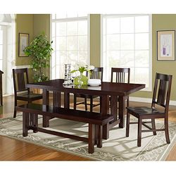   6 piece Cappuccino Solid Wood Dining Set Brown Size 6 Piece Sets