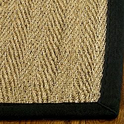 Hand woven Sisal Natural/ Black Seagrass Bordered Rug (8 Square)