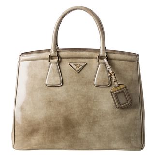 Prada 'Parabole' Taupe Spazzolato Leather Tote Bag Prada Designer Handbags