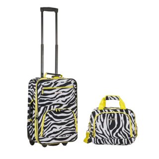 Rockland Deluxe Lime Zebra 2 piece Expandable Lightweight Carry on Luggage Set