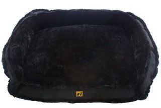 K9 Ballistics LUX Bolster Rectangle Bed Gray Black Fur/Black Micro   XX Large (68"x40"x5")  Pet Beds 