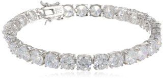 Sterling Silver and Round Cut Cubic Zirconia Tennis Bracelet, 7.25" Jewelry