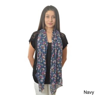 Floral Print Fringed Scarf