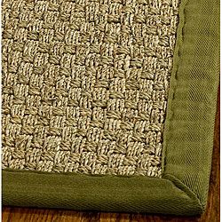 Handwoven Sisal Natural/ Olive Seagrass Rug With Fringeless Border (6 Square)