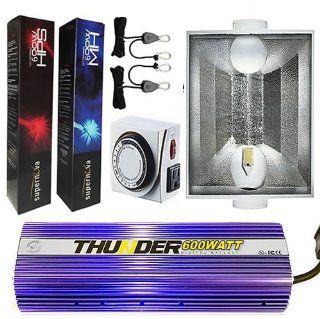 THUNDER (TM) 600 Watt Light Digital Dimmable HPS MH Grow Light System for Plants with Sunmax 6 Inch White Air Coolable Reflector   5 Year Manufacturer Warranty  Plant Growing Light Fixtures  Patio, Lawn & Garden