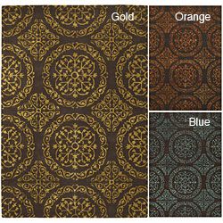Mandara Hand tufted Transitional Mandara New Zealand Wool Rug (79 X 106) Gold Size 79 x 106