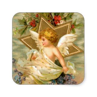 Vintage angel and star christmas holiday sticker