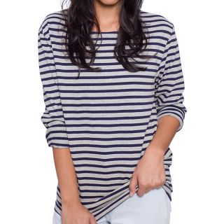 American Apparel American Apparel Unisex Sailor Stripe Long Sleeve Pullover Blue Size L (12  14)