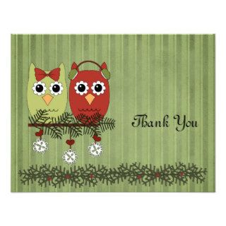Christmas Owls Thank You Card Custom Announcements