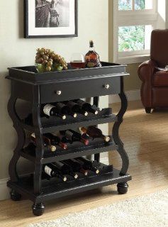Acme 90018 Cecilia Wine Bar Chest, Black   Furniture Collections