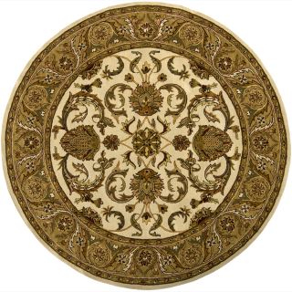 Traditional Hand tufted Mandara Ivory Floral Wool Rug (79 Round)