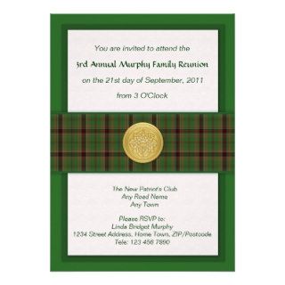 Family Reunion   Green Murphy Tartan & Celtic Pin Custom Invite
