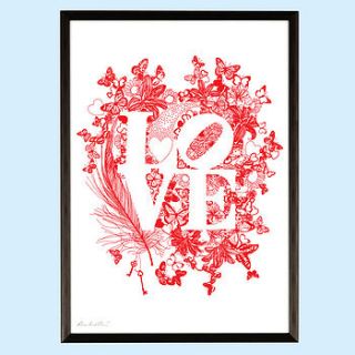 'red love' screen print by ros shiers