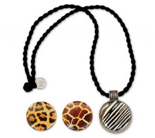 Magnabilities Interchangeable MagneticPendant Rope Necklace w/3 Inserts —