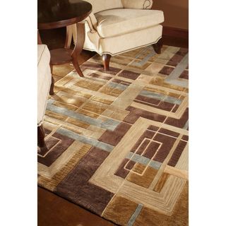Hand tufted Ackworth Brown Geometric Abstract Rug (5 X 76)