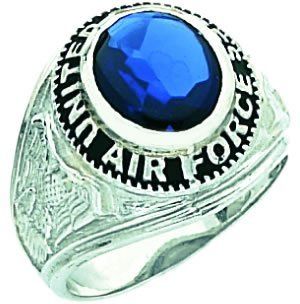 Men's 0.925 Sterling Silver United States Air Force Military Solid Back Ring Jewelry
