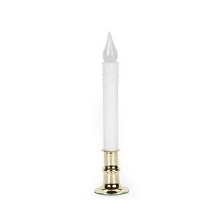 Led Taper Candle With Brass Base, Silicone Bulb, Timer, 8.5 In., White   String Lights