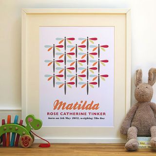 personalised children's dragonflies print by little ink